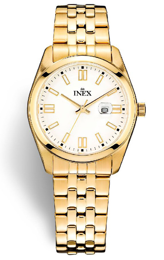 Inex Mens Gold White A69533-1D0I - Quartz - Guld - Herrklocka - Rostfri stål - Härdat mineralglas