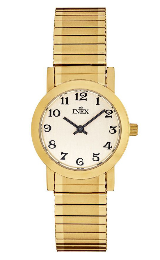 Inex Womens Gold 12004 E - Quartz - Guld - Damklocka - Stretch - Härdat mineralglas