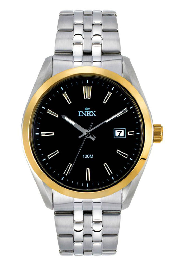 Inex Mens Silver Black A12173B5I - Quartz - Silver - Herrklocka - Rostfri stål - Härdat mineralglas