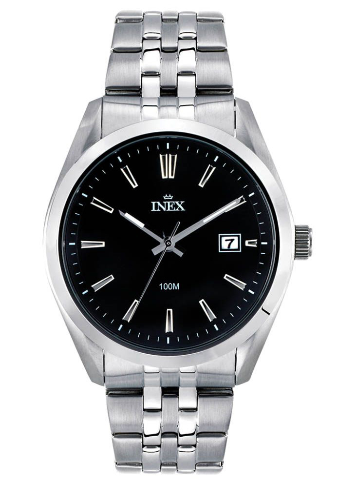 Inex Mens Silver Black A12173S5I - Quartz - Silver - Herrklocka - Rostfri stål - Härdat mineralglas