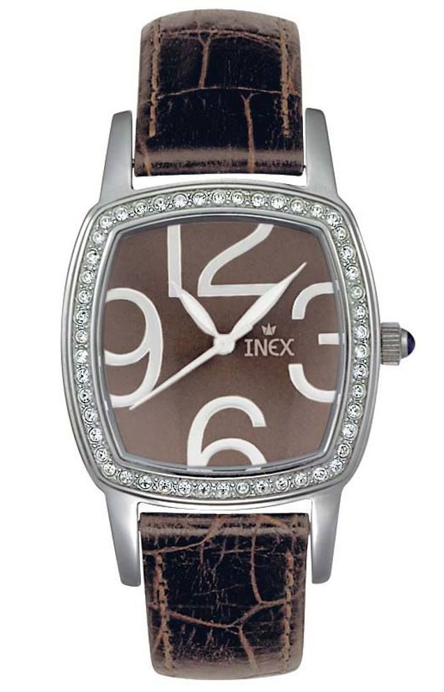 Inex Ladies Silver Brown A69221S1I - Quartz - Silver - Damklocka - Läder - Härdat mineralglas