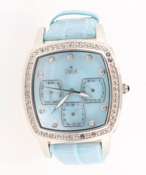 Inex Ladies Silver Blue A69230S8KV - Quartz - Silver - Damklocka - Läder - Härdat mineralglas