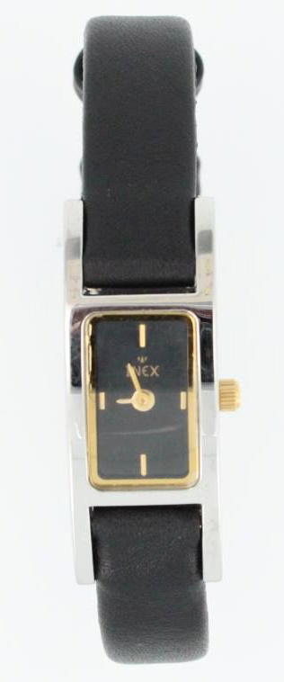 Inex Womens Silver Black A6946B5KV - Quartz - Silver - Damklocka - Läder - Härdat mineralglas