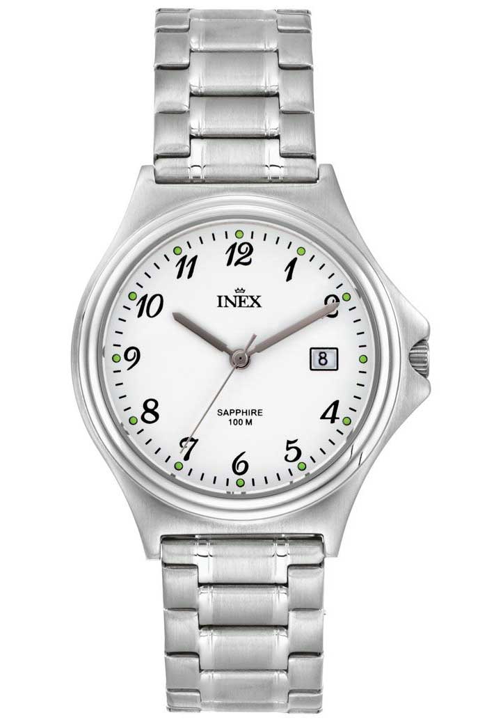 Inex Mens Silver White A69507S0A - Quartz - Silver - Unisex - Rostfri stål - Safir