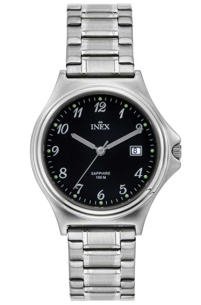 Inex Mens Silver Black A69507S5A - Quartz - Silver - Unisex - Rostfri stål - Safir