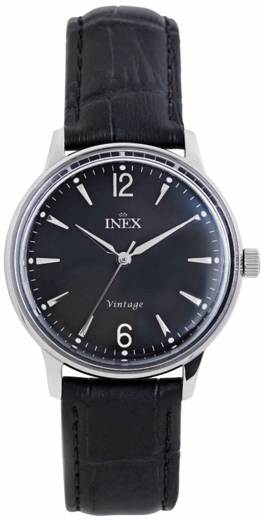 Herrur - Inex Mens Silver/Black A69520S5I - Quartz - Silver - Herrklocka - Läder - Akryl