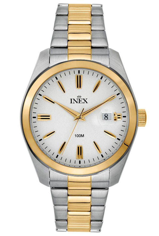 Inex Mens Silver White A69528B0I - Quartz - Silver - Herrklocka - Rostfri stål - Härdat mineralglas