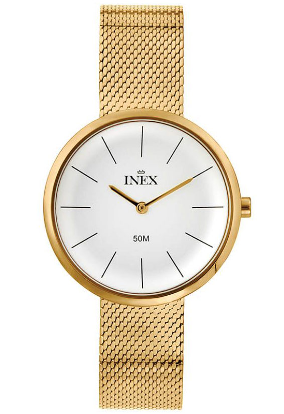 Inex Womens Classic Gold Silver A69529D4I - Quartz - Guld - Damklocka - Mesh - Härdat mineralglas