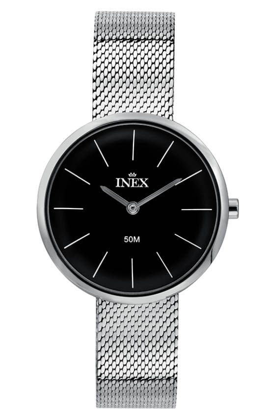 Inex Womens Classic Silver Black A69529S5I - Quartz - Silver - Damklocka - Mesh - Härdat mineralglas