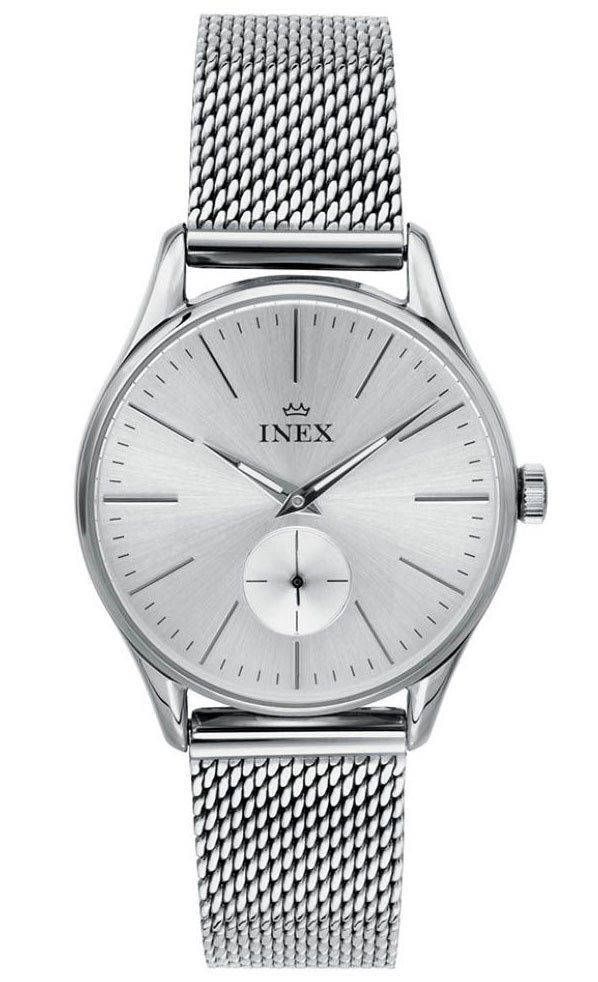 Inex Mens Classic Silver A76211S4I - Quartz - Silver - Herrklocka - Mesh - Härdat mineralglas