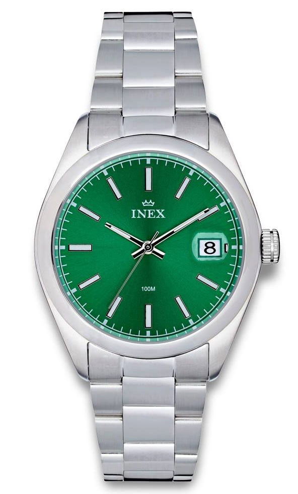 Inex Mens 38mm A76224S12I - Quartz - Silver - Herrklocka - Rostfri stål - Härdat mineralglas