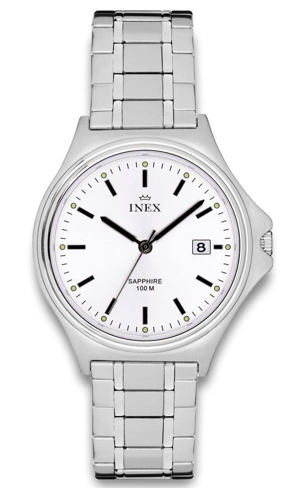 Inex Mens 39.5mm Steel - Quartz - Silver - Herrklocka - Rostfri stål - Härdat mineralglas