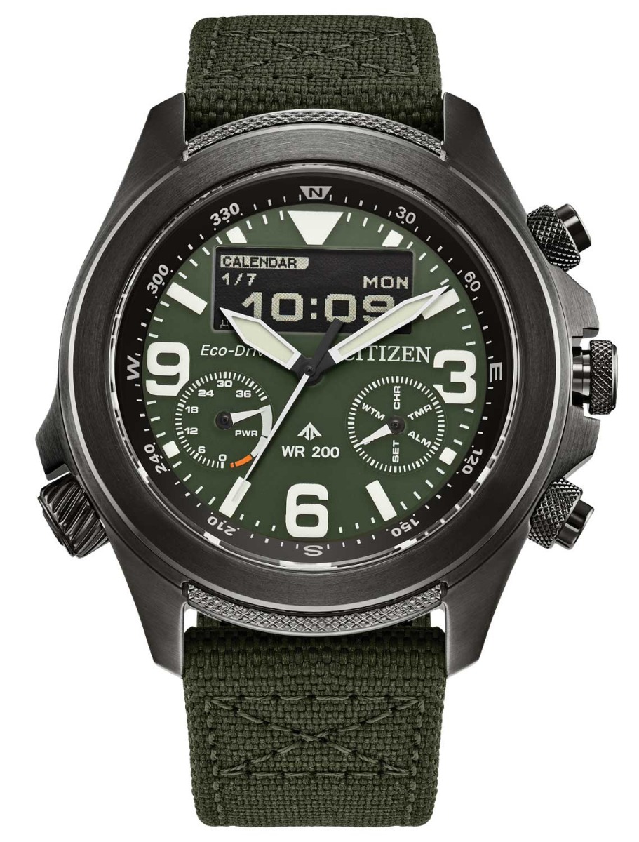Citizen Promaster Land U822 CORDURA JV1005-02W - Analog-digital-mix - Gunmetal - Herrklocka - Textil - Härdat mineralglas