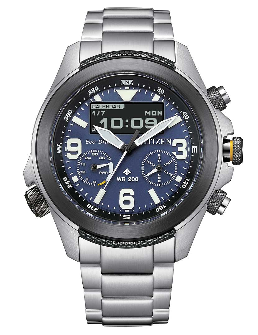 Citizen Promaster Land 5th Anniversary Watch JV1006-51L - Analog-digital-mix - Grå Silver - Herrklocka - Rostfri stål - Safir