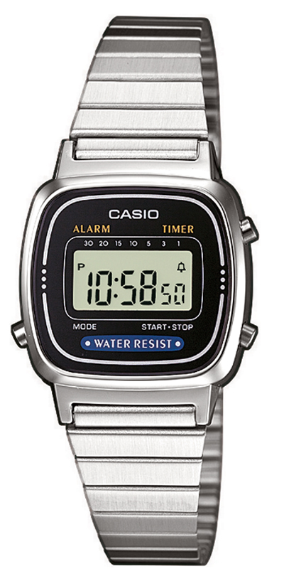 Casio | Petite digital damklocka i stilren design | LA670WEA-1EF - Quartz - Silver - Damklocka - Rostfri stål - Härdat mineralglas