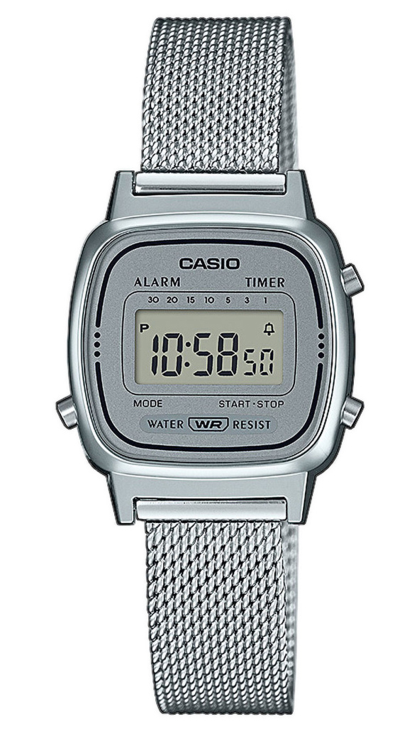 Vintage digitalklocka från Casio med meshband | LA670WEM-7EF - Digitalt - Silver - Damklocka - Mesh - Akryl