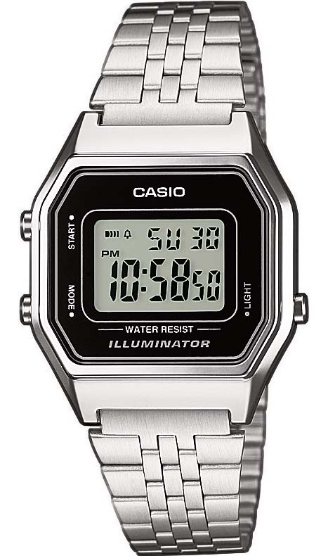Casio | Elegant digital vintageklocka i rostfritt stål | LA680WEA-1EF - Digitalt - Silver - Damklocka - Rostfri stål - Härdat mineralglas