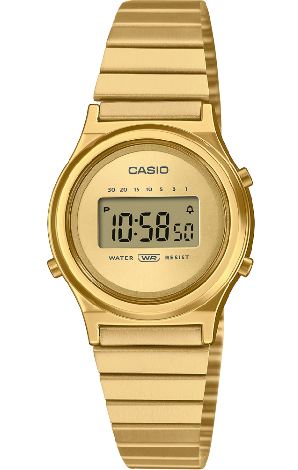 Minimalistisk guld Casio Vintage digital klocka med solstråle-urtavla | LA700WEG-9AEF - Digitalt - Guld - Damklocka - Stretch - Akryl