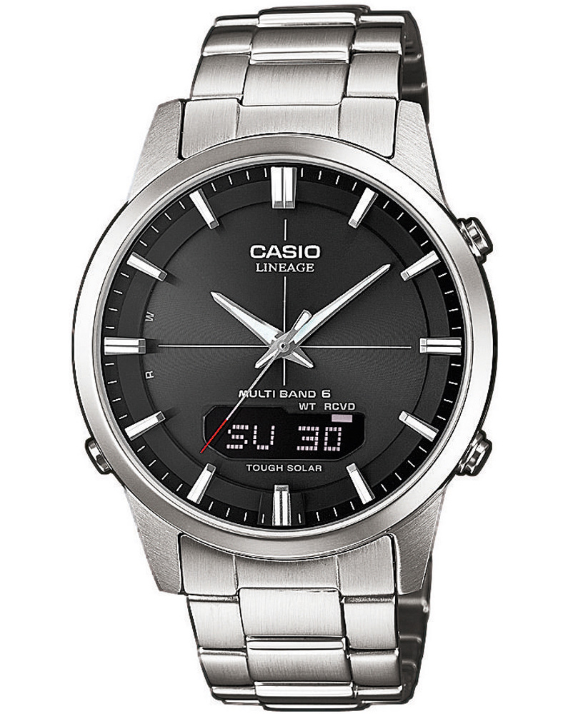 Casio | Solardriven radiokontrollerad klocka med safirglas och världstid | LCW-M170D-1AER - Analog-digital-mix - Silver - Herrklocka - Rostfri stål -.