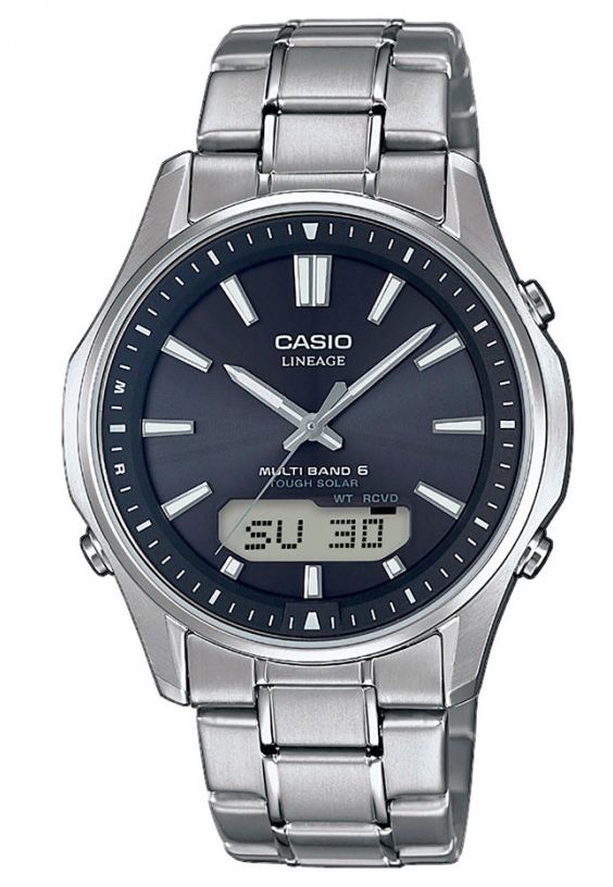 Casio | Titanium solcellsdriven radioklocka med safirkristall | LCW-M100TSE-1AER - Analog-digital-mix - Silver - Herrklocka - Titan - Safir