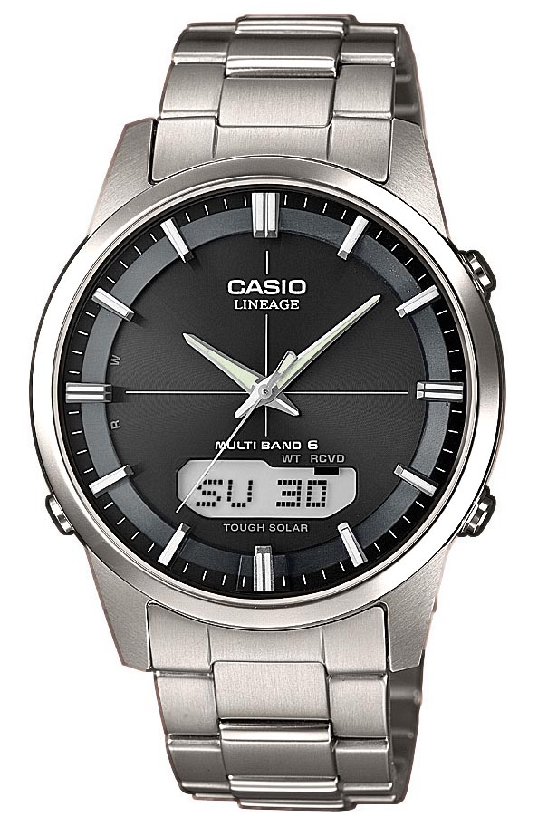 Casio | Tunn titaniumklocka med Wave Ceptor-teknik | LCW-M170TD-1AER - Analog-digital-mix - Silver Titan - Herrklocka - Titan - Safir