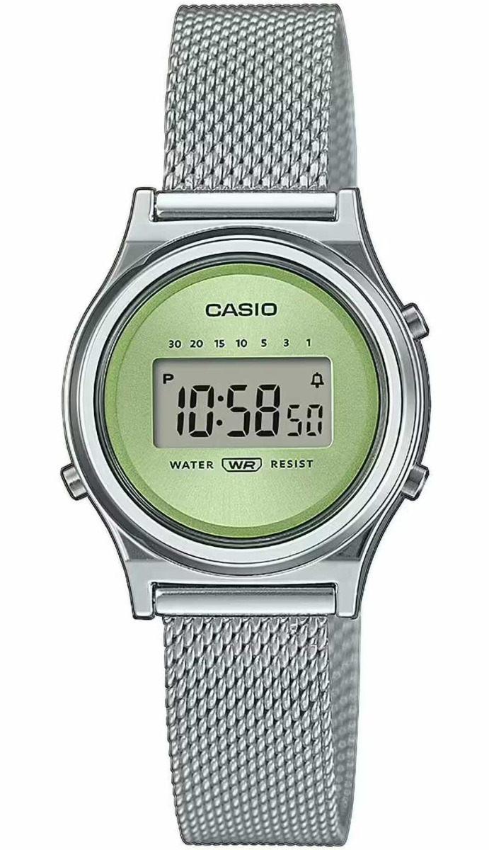 Grön vintage Casio digital klocka med meshband och kompakt design | LA700WEM-3AEF - Digitalt - Silver - Damklocka - Mesh - Akryl