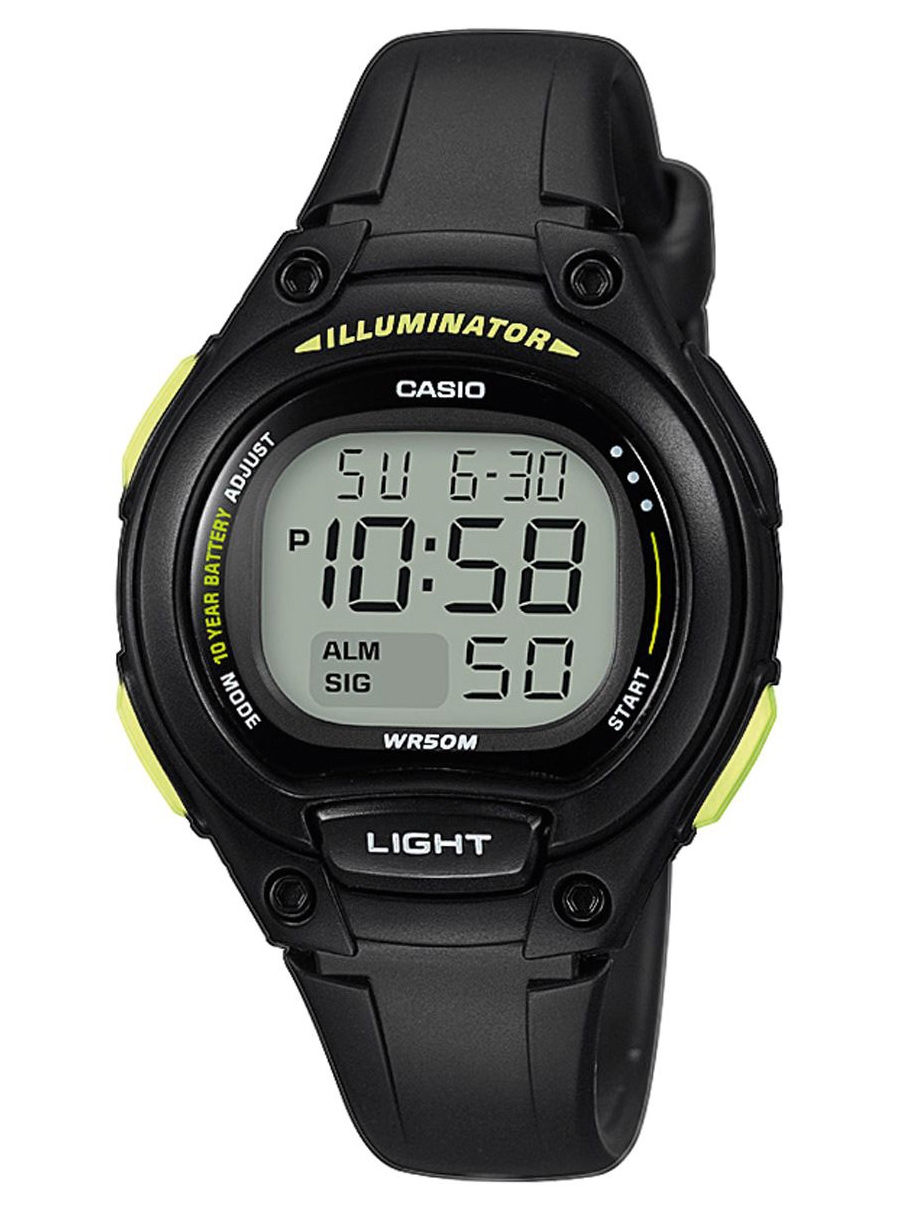 Svart barnklocka med oval digitalskärm - Casio Classic LW-203-1BVEF - Digitalt - Svart - Damklocka - Harts - Akryl
