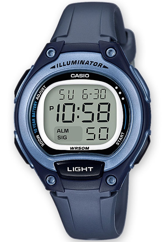 Casio | Blå sportklocka med digital display och slimmad design | LW-203-2AVEF - Quartz - Blå - Damklocka - Harts - Härdat mineralglas