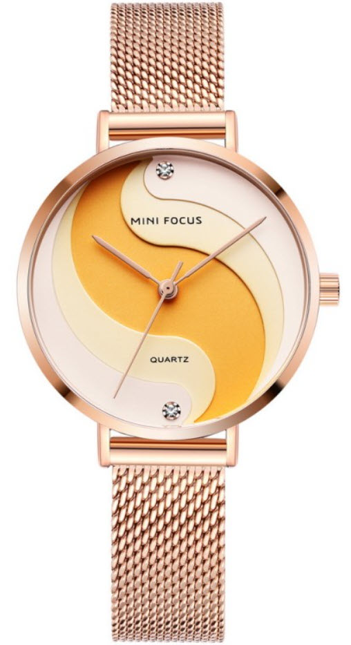 Mini Focus Lady River Rose 0291 - Quartz - Rött guld - Damklocka - Mesh - Härdat mineralglas