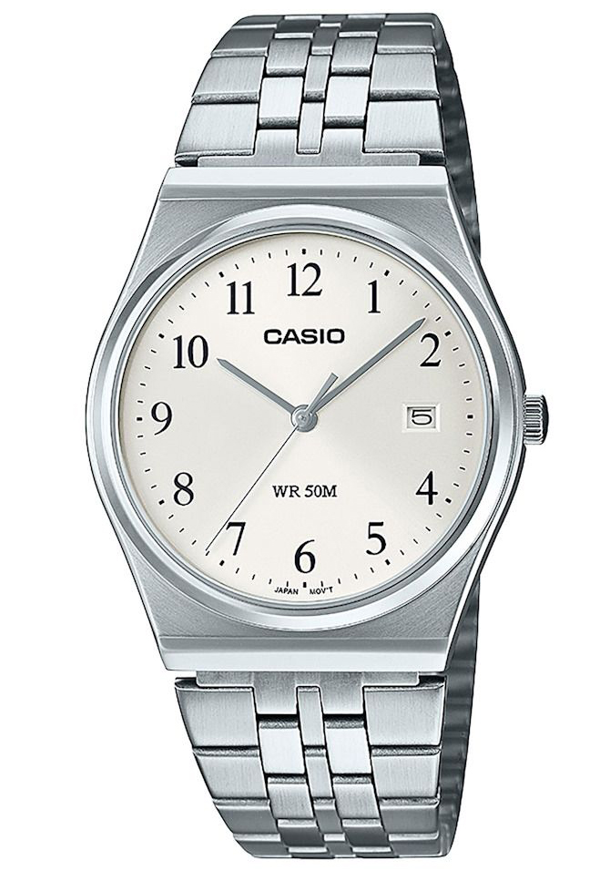 1980-talsinspirerad ultraslimmad Casio-klocka med silverfärgad urtavla | MTP-B145D-7BVEF - Quartz - Silver - Damklocka - Rostfri stål - Härdat...