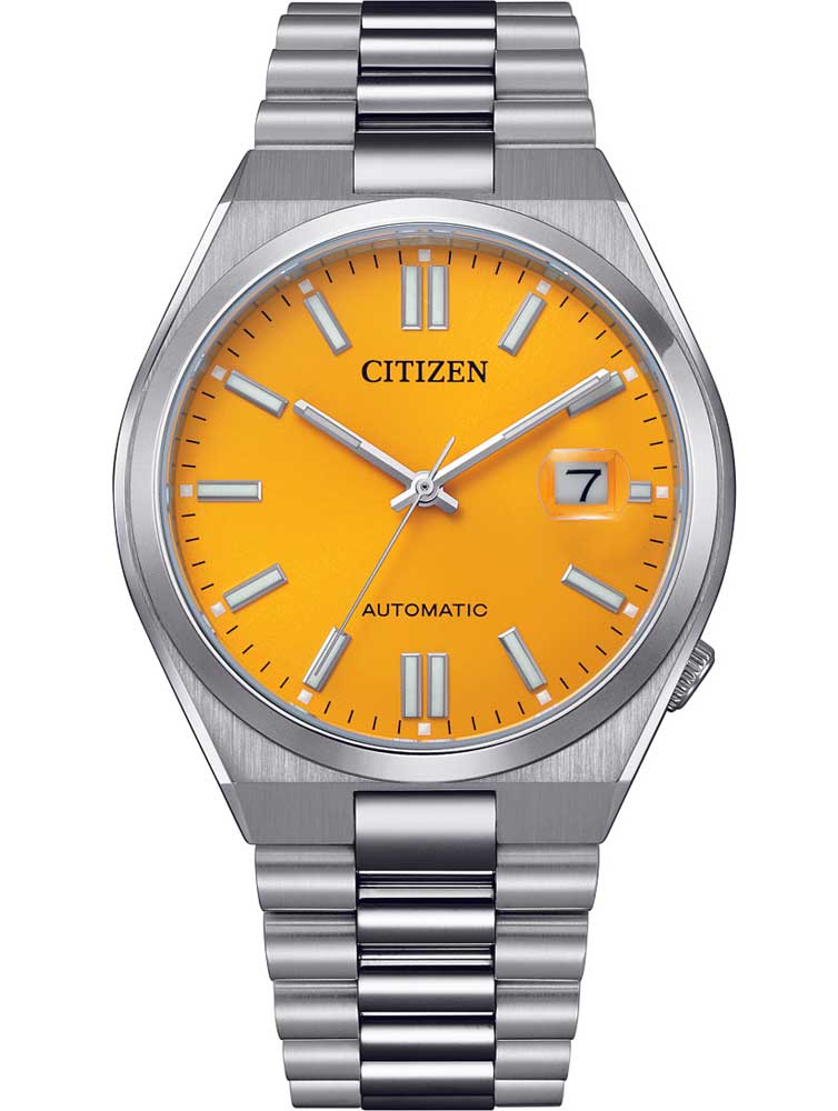 Citizen Automatic Tsuyosa herrklocka i stål | Gul urtavla och safirglas | NJ0150-81Z - Automatisk - Silver - Herrklocka - Rostfri stål - Safir
