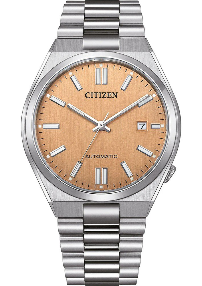 Citizen Tsuyosa Automatic herrklocka i stål med 8210 urverk och laxrosa urtavla | NJ0159-86Z - Automatisk - Silver - Herrklocka - Rostfri stål -...
