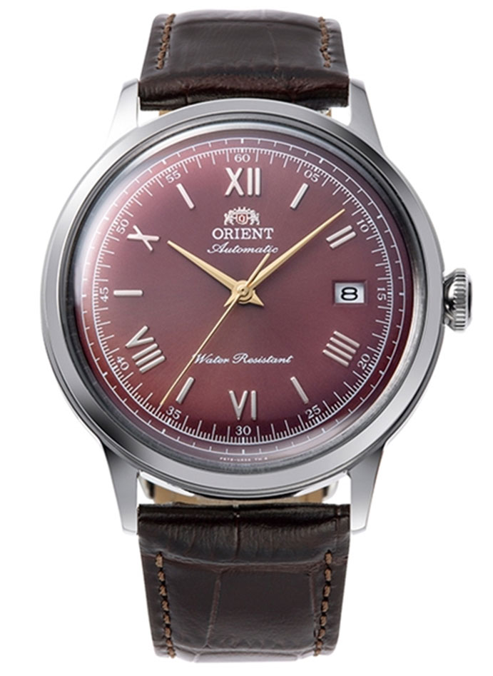 Orient Bambino RA-AC0026R - Automatisk - Kristall - Herrklocka - Läder - Härdat mineralglas