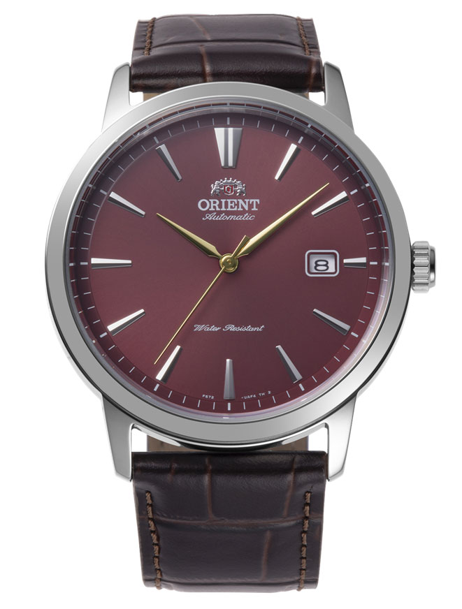 Orient Bambino RA-AC0F15R - Automatisk - Silver - Herrklocka - Läder - Härdat mineralglas