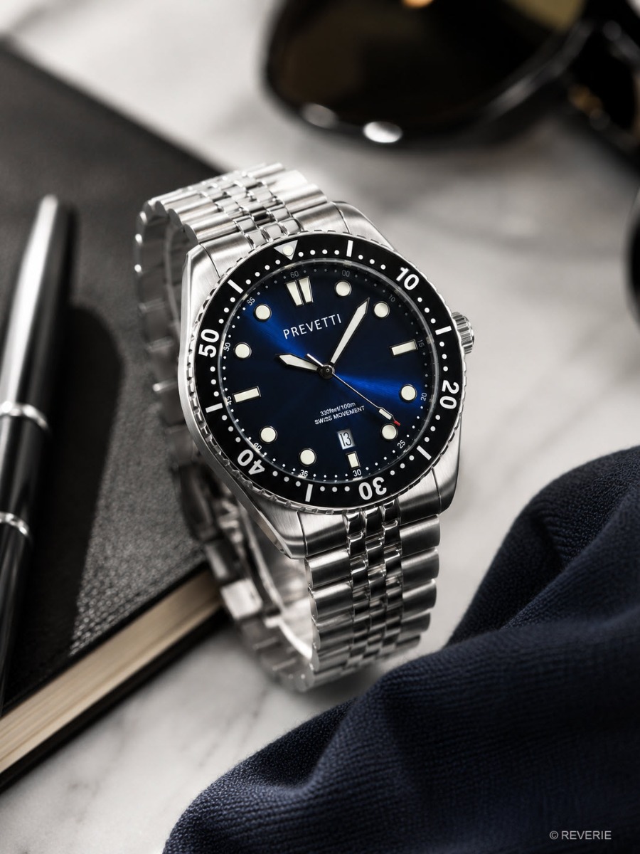 Prevetti Urbane Proxima Swiss Movement PR1702 - Quartz - Silver - Herrklocka - Rostfri stål - Safir