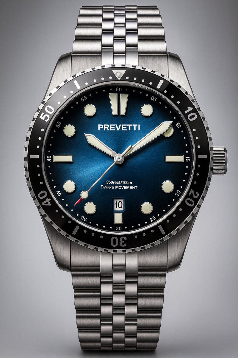 Prevetti Urbane Proxima Swiss Movement PR1703 - Quartz - Silver - Herrklocka - Rostfri stål - Safir