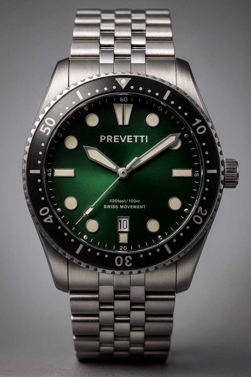 Prevetti Urbane Proxima Swiss Movement PR1705 - Quartz - Silver - Herrklocka - Rostfri stål - Safir