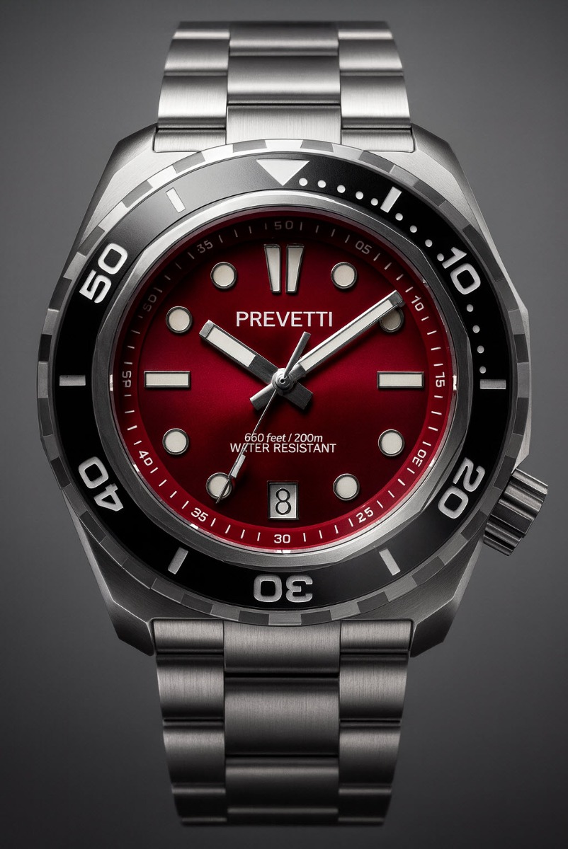 Prevetti Sunbeam 200m ProDiver PR1803 - Quartz - Silver - Herrklocka - Rostfri stål - Safir