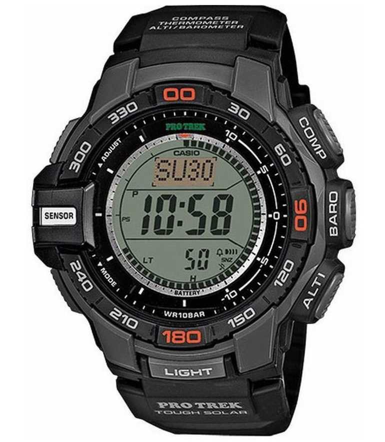 Casio | Pro Trek Triple Sensor-klocka med solenergi och utomhusfunktioner | PRG-270-1ER - Digitalt - Svart - Herrklocka - Harts - Härdat mineralglas