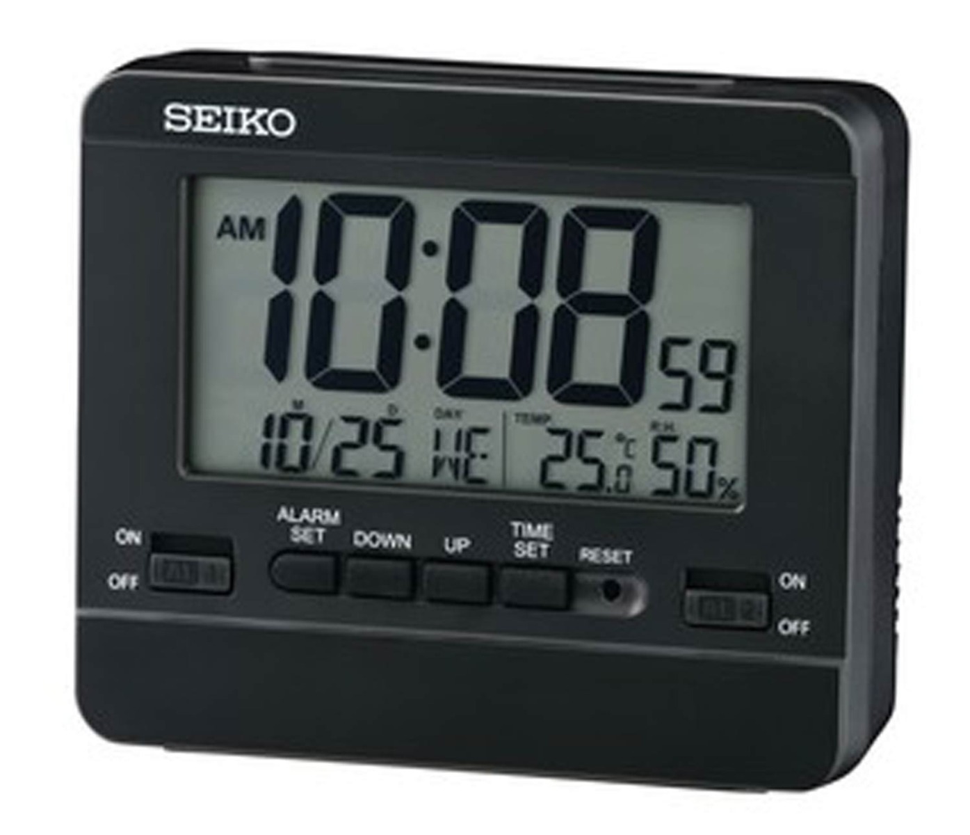 Seiko Desk Clock QHL086K - Digitalt - Svart - - - Akryl