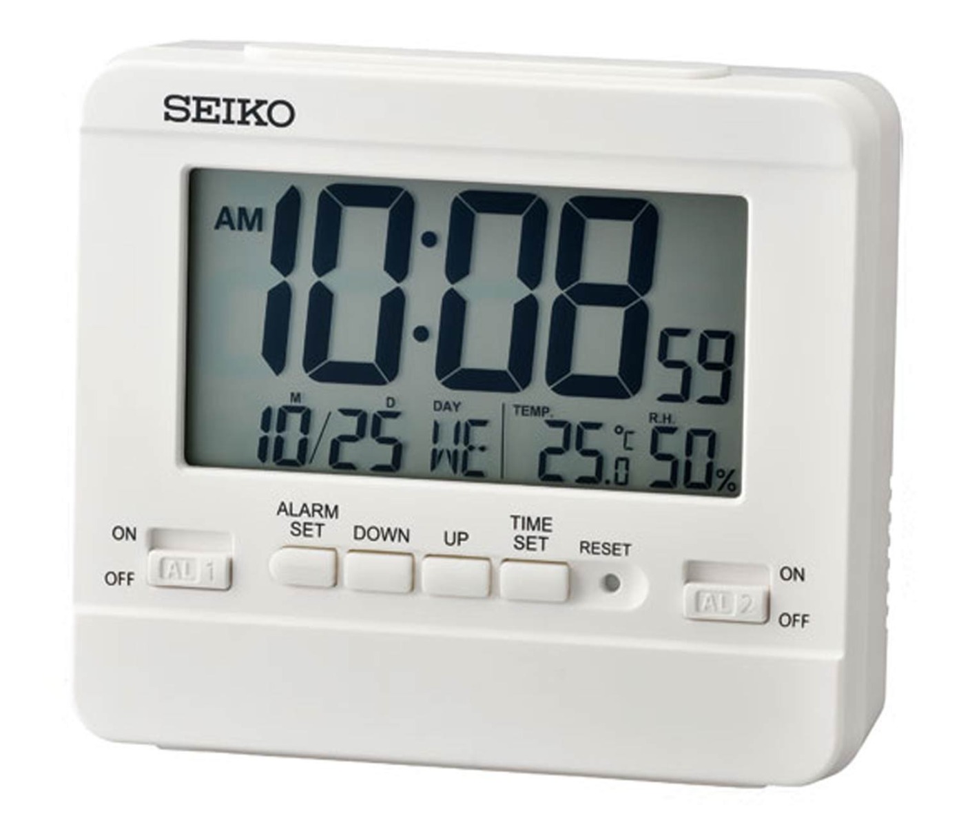Seiko Desk Clock QHL086W - Digitalt - Vit - - - Akryl