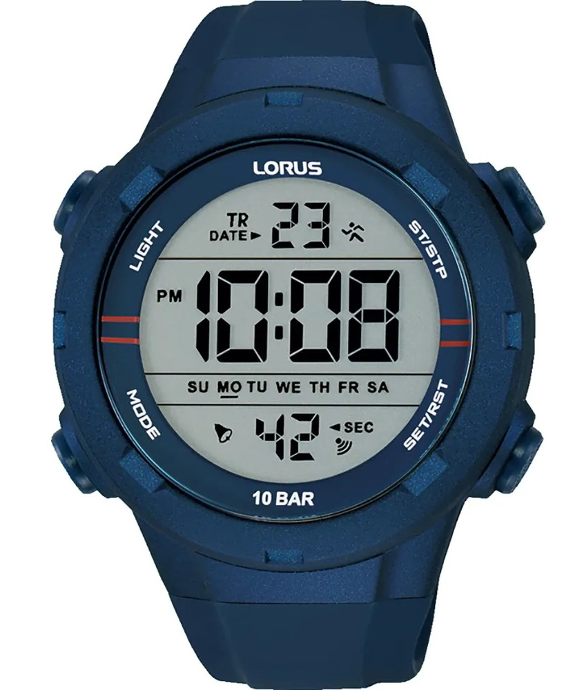 Lorus Digital Mens R2303QX9 - Quartz - Blå - Herrklocka - Silikon - Akryl