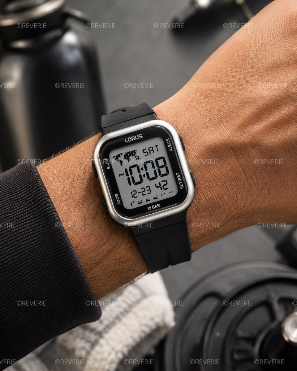 Lorus | Vattentålig sportklocka för män 38mm - Digitalt - Silver - Unisex - Silikon - Akryl