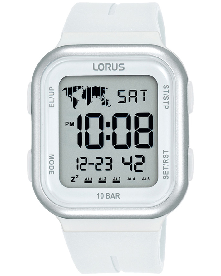 Lorus Mens R2355PX9 - Digitalt - Silver - Unisex - Silikon - Akryl