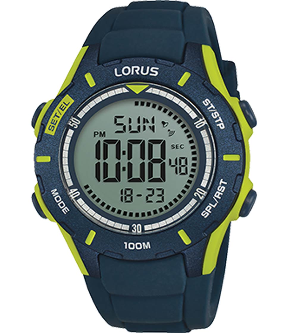 Lorus Mens Digital R2365MX9 - Digitalt - Grön - Herrklocka - Silikon - Akryl