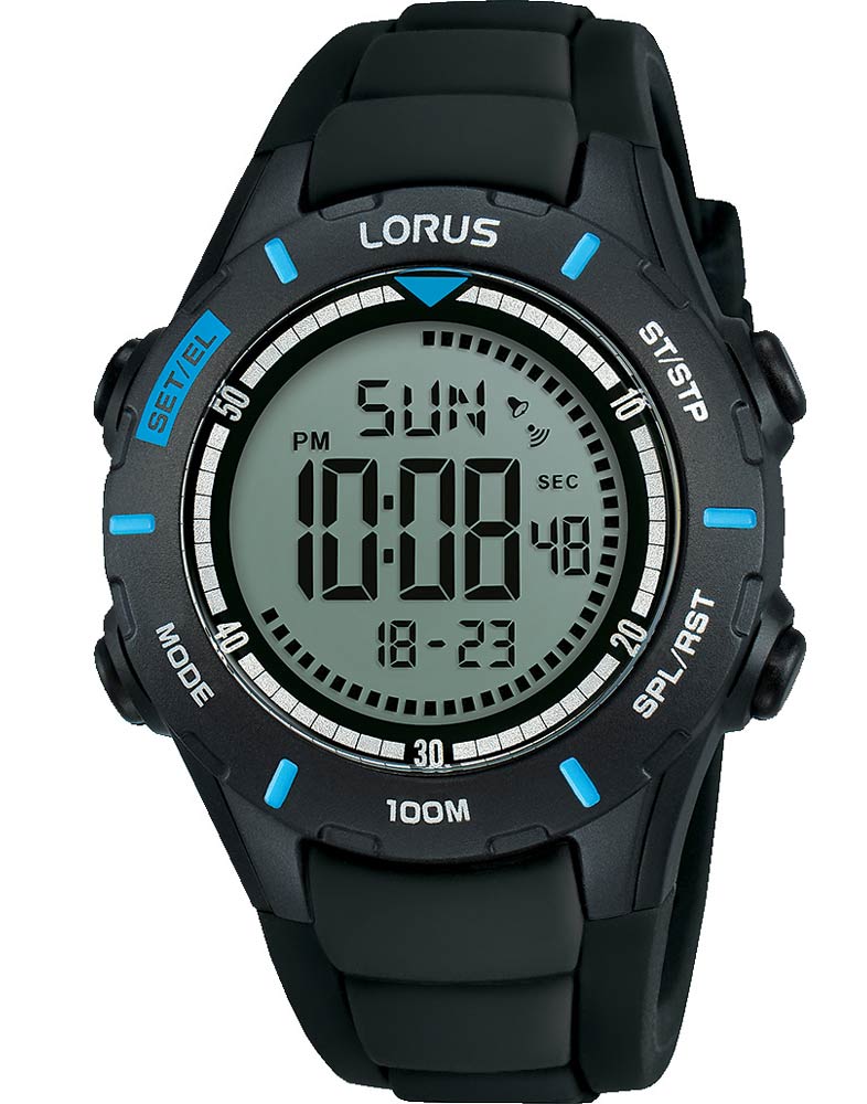 Lorus Mens Digital R2367MX9 - Digitalt - Svart - Herrklocka - Silikon - Akryl