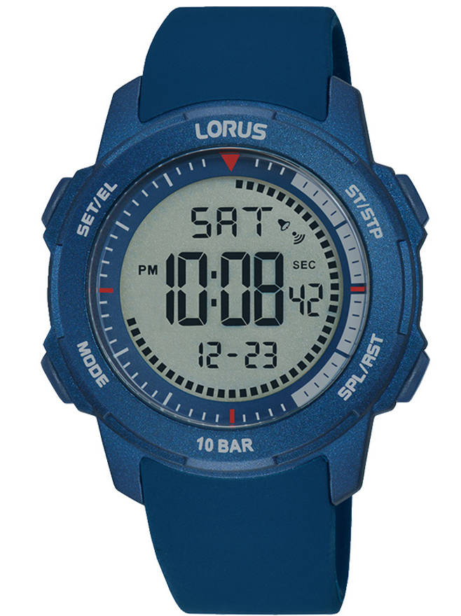 Lorus Mens Sports R2373PX9 - Digitalt - Blå - Herrklocka - Silikon - Akryl