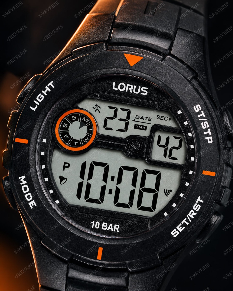 Lorus | Svart vattentålig sportklocka 36mm - Digitalt - Svart - Unisex - Silikon - Akryl