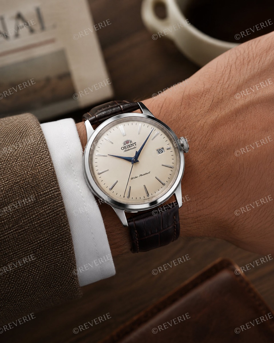 Orient Mens Vintage Automatic 38mm - Automatisk - Silver - Herrklocka - Läder - Härdat mineralglas