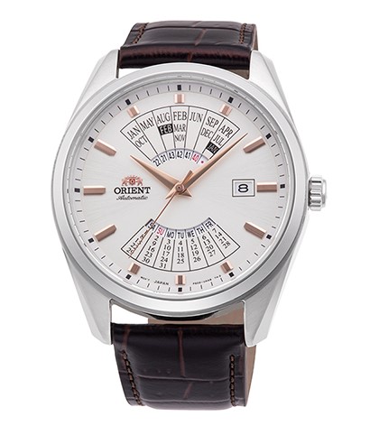 Orient Contemporary Multi-Year Calendar RA-BA0005S - Automatisk - Silver - Herrklocka - Läder - Härdat mineralglas
